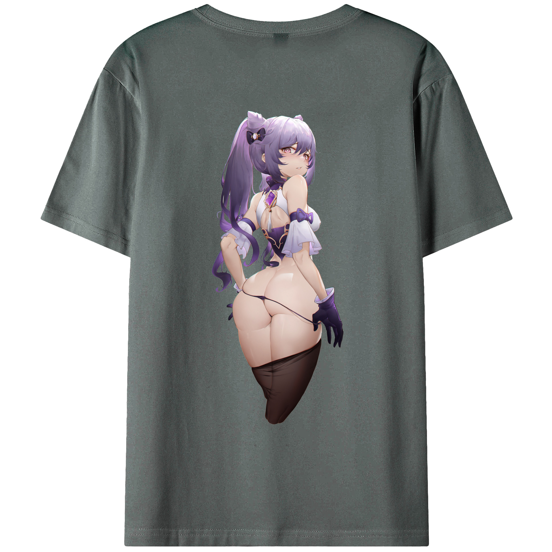 げんし神 刻晴 こくせい genshin Kokusei 綿100％ メンズ半袖Tシャツ（バックプリント） 通気性